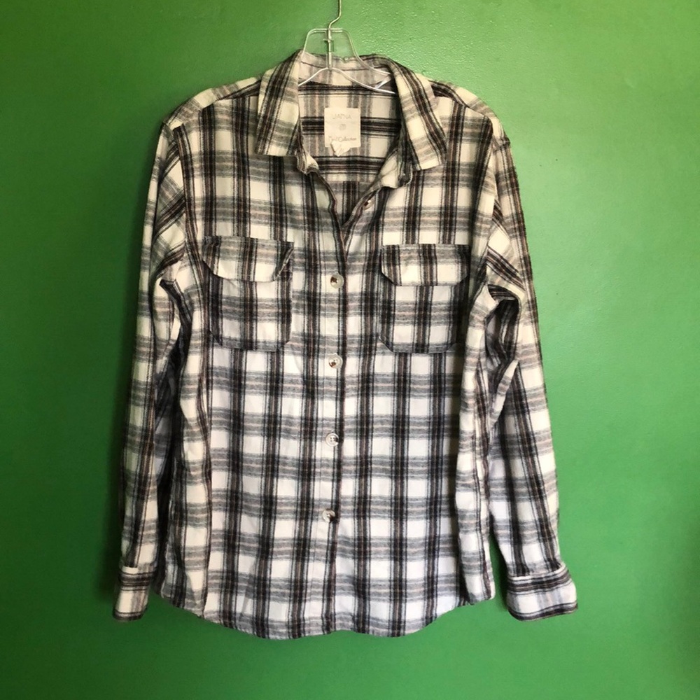 Japna Plaid Collection Button Up Shirt Size M
